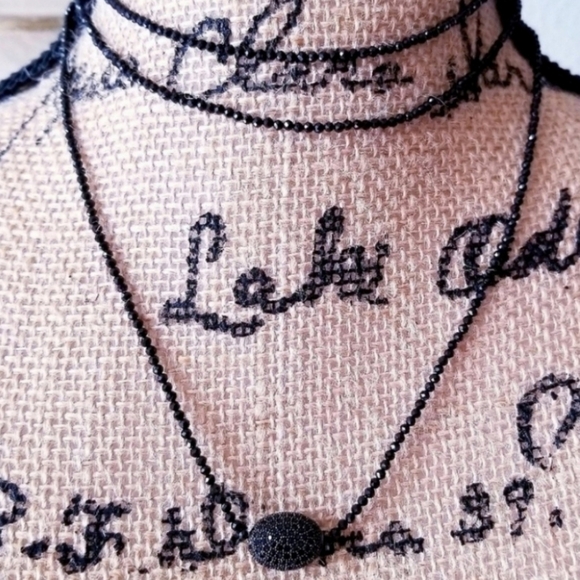 Black Spinel Long Layering Necklace - Picture 5 of 7